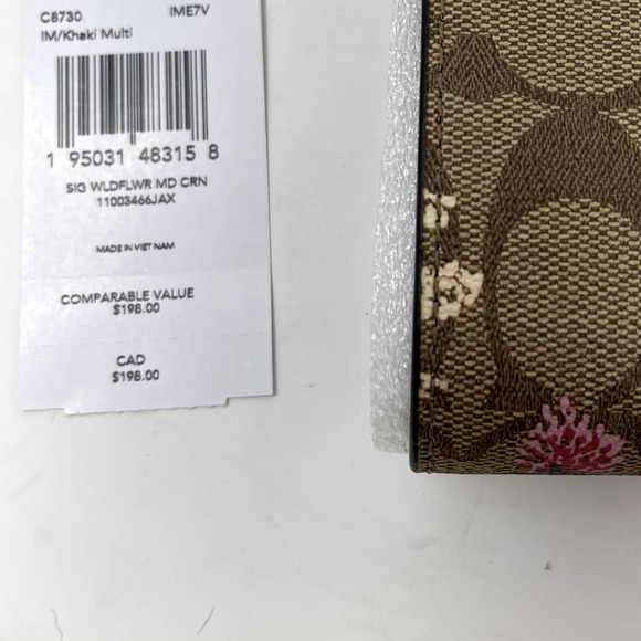 New Coach Medium Corner Zip Snap Wallet In Signature Canvas & Wildflower Print - Picture 4 of 9